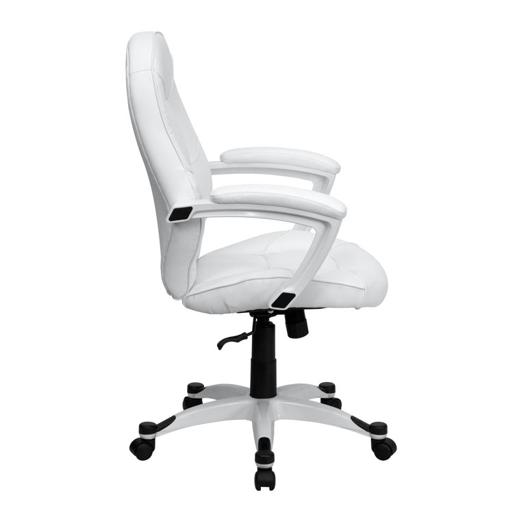 Wrought Studio Onion Creek Mid Back White LeatherSoft Tapered Back